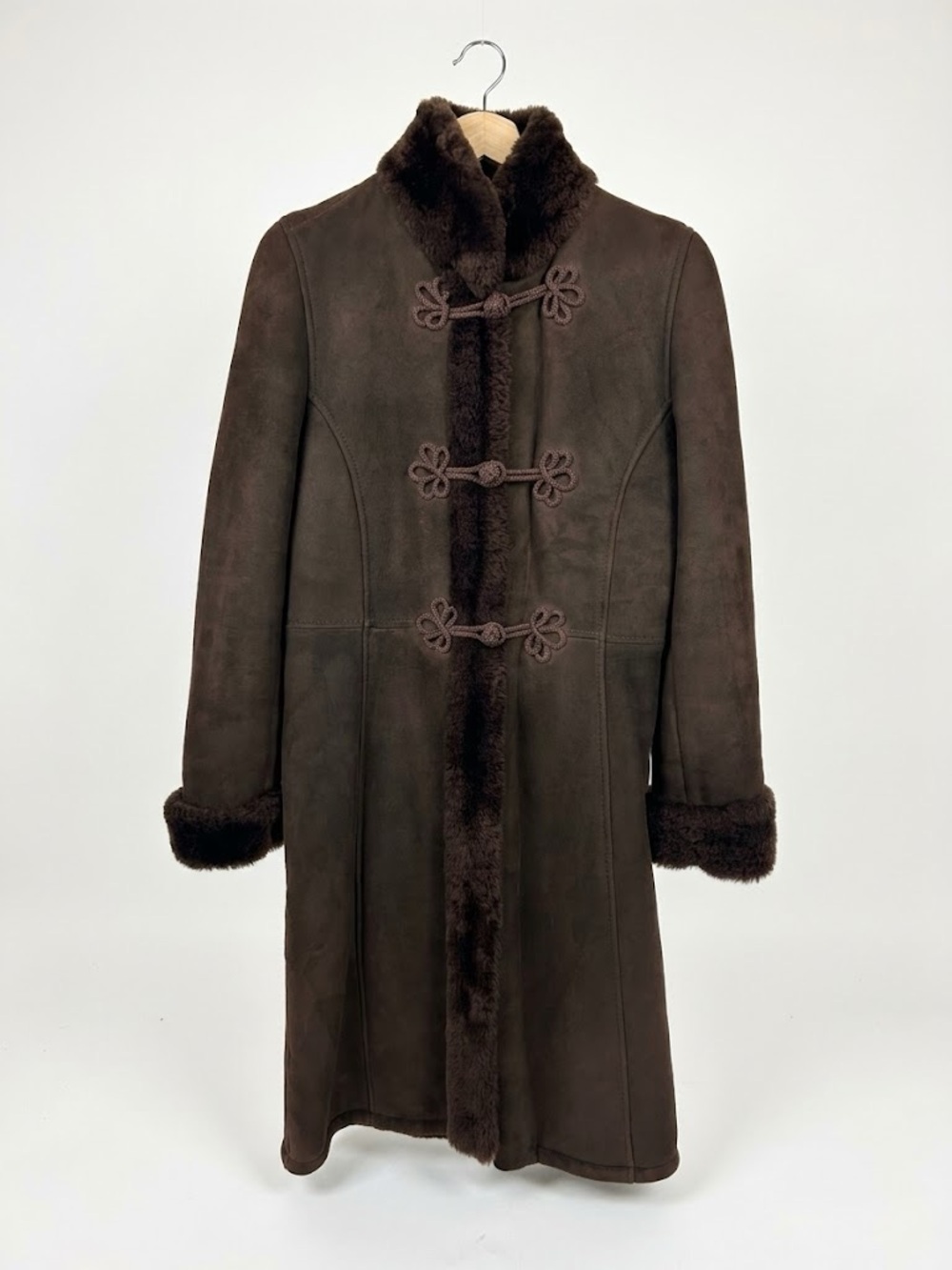 Vintage 90s Vintage Ralph Lauren Shearling Coat S Brown Genuine Leather USA Made
